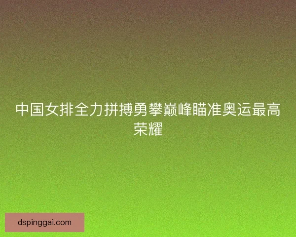 中国女排全力拼搏勇攀巅峰瞄准奥运最高荣耀